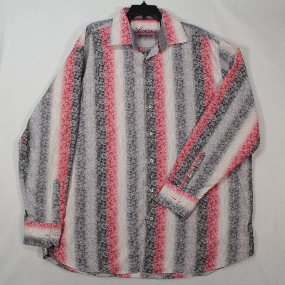 Luchiano Visconti Shirt Men's 2XL Long Sleeve Floral Striped